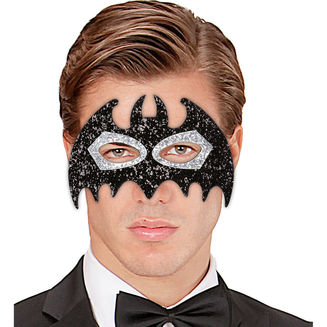 Maschera occhi Halloween Pipistrello nero argento