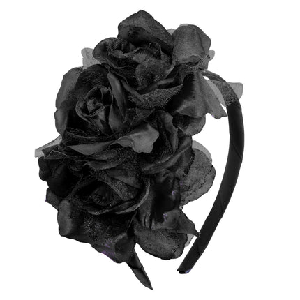 Cerchietto per capelli di Halloween con rose nere