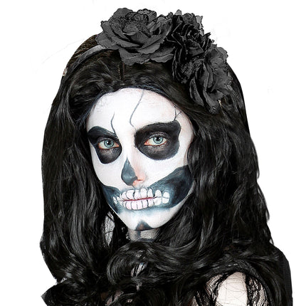 Cerchietto per capelli di Halloween con rose nere