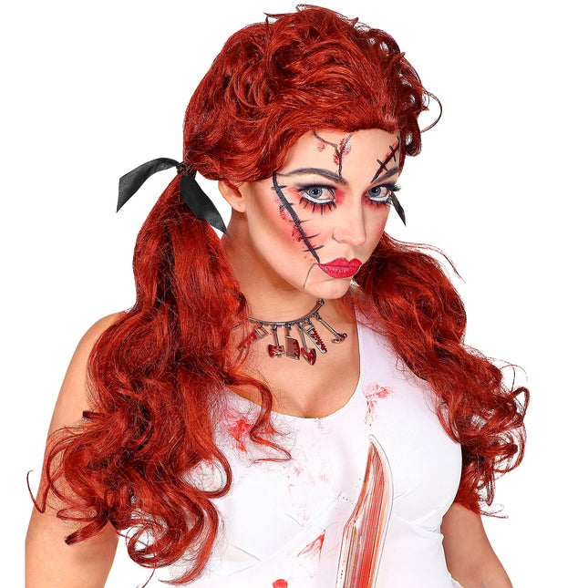 Parrucca Halloween Bambola Rossa