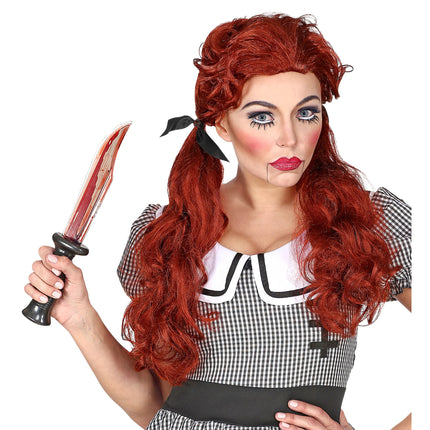 Parrucca Halloween Bambola Rossa