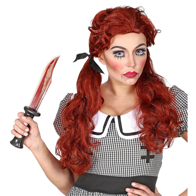 Parrucca Halloween Bambola Rossa