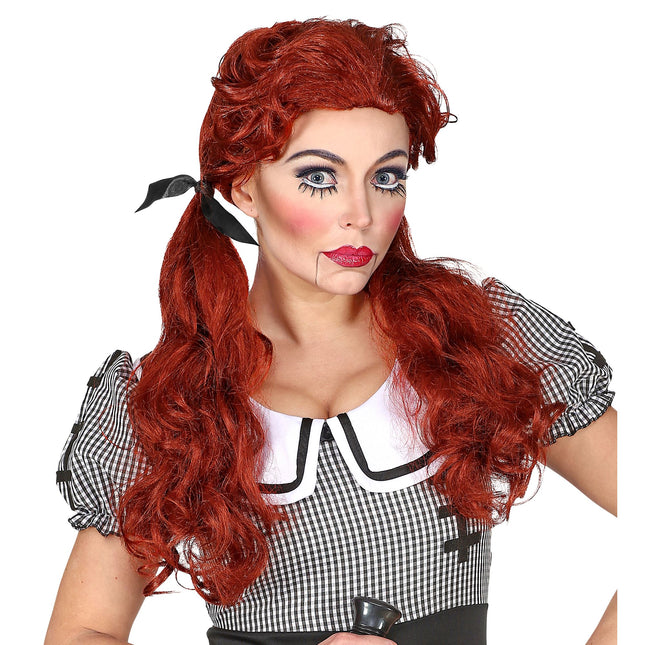 Parrucca Halloween Bambola Rossa