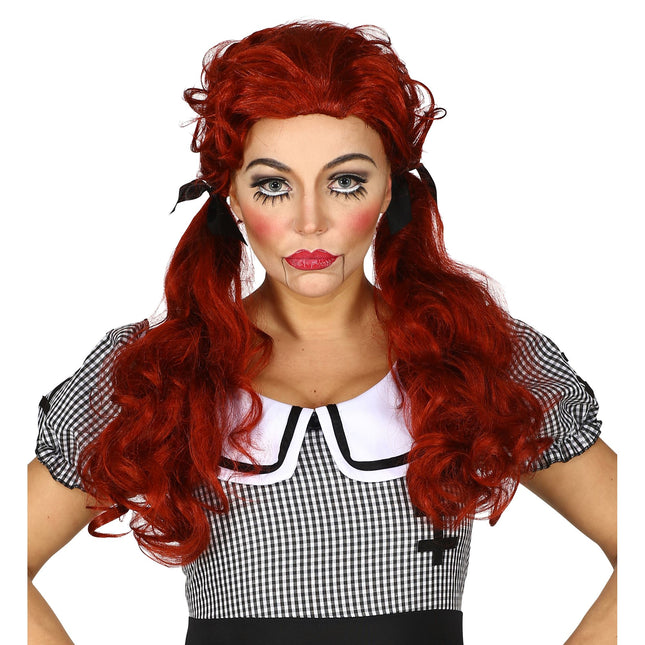 Parrucca Halloween Bambola Rossa