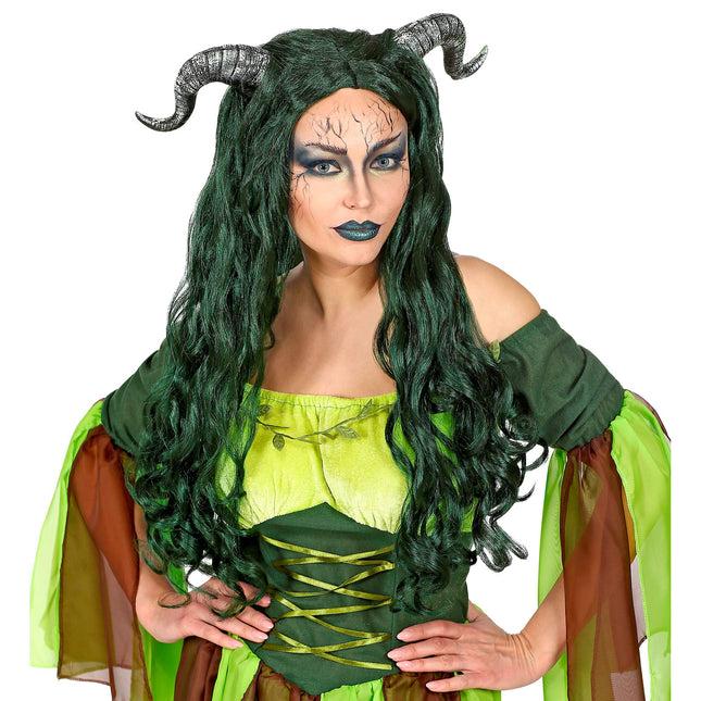 Parrucca di Halloween da strega della foresta verde