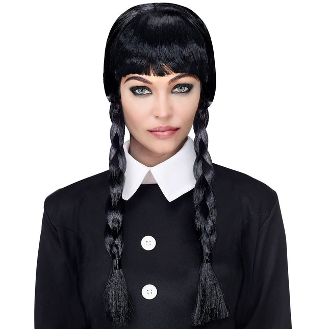 Parrucca di Halloween con trecce nere