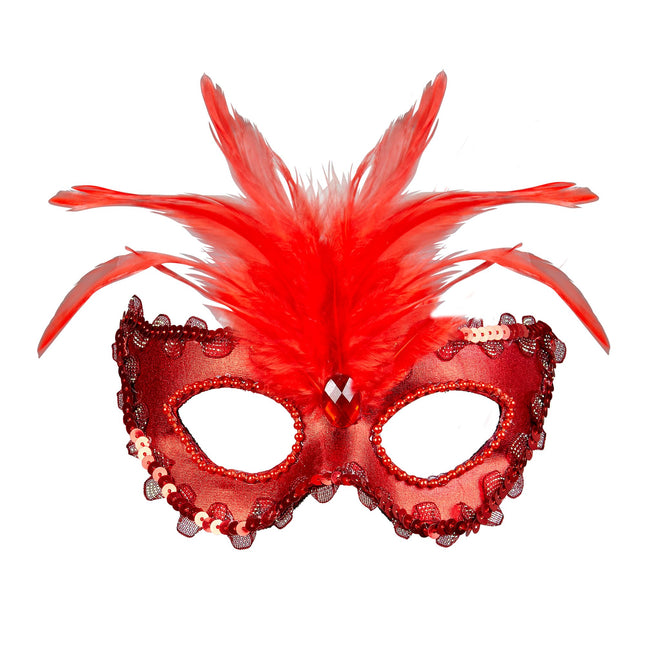 Maschera occhi rossi con paillettes