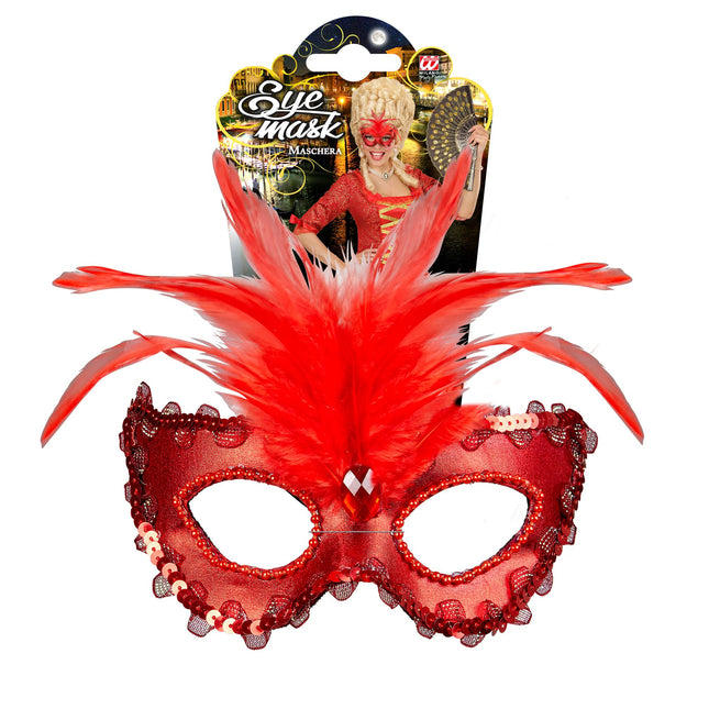 Maschera occhi rossi con paillettes