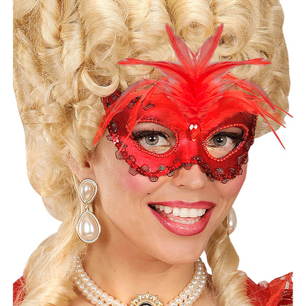 Maschera occhi rossi con paillettes