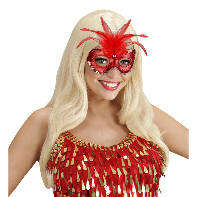 Maschera occhi rossi con paillettes