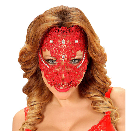 Maschera rossa con pizzo