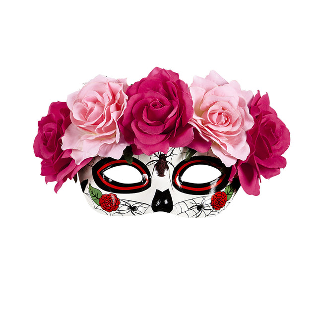 Maschera occhi Dia De Los Muertos Rose Rosa