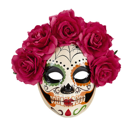 Maschera di Dia De Los Muertos con rose
