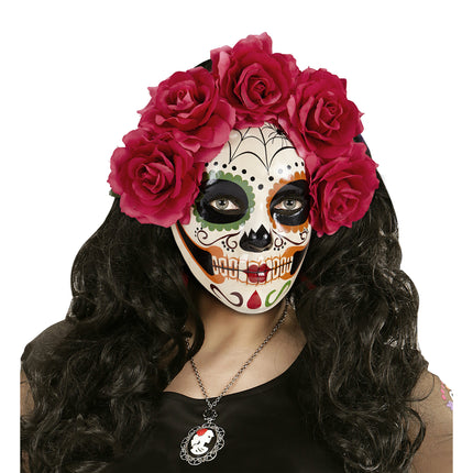 Maschera di Dia De Los Muertos con rose