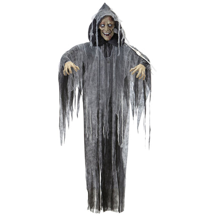 Bambola di Halloween Zombie grigia con suoni, luci e movimenti