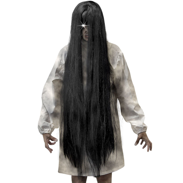 Parrucca Halloween Fantasma Nero 1m