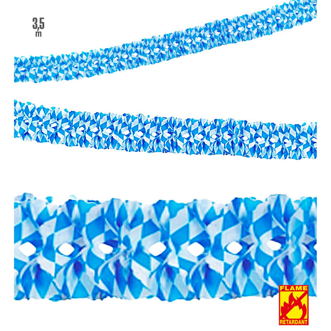 Ghirlanda Oktoberfest Blu Bianca Ignifuga 3,5m