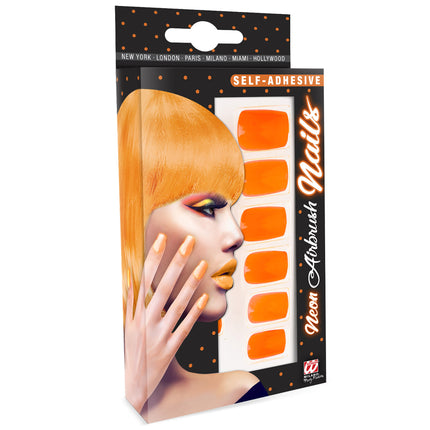 Unghie finte arancione neon