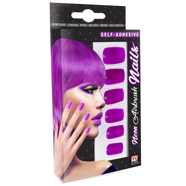 Unghie finte viola neon
