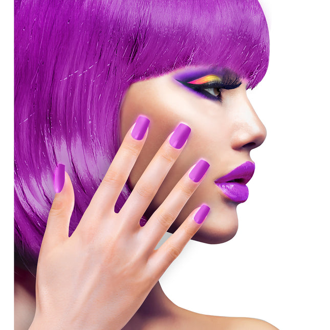 Unghie finte viola neon