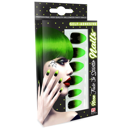 Unghie finte di Halloween Nero Verde