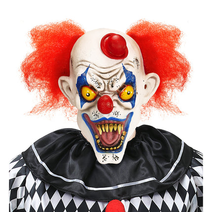 Maschera di Halloween da clown con capelli e cappello