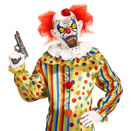 Maschera di Halloween da clown con capelli e cappello