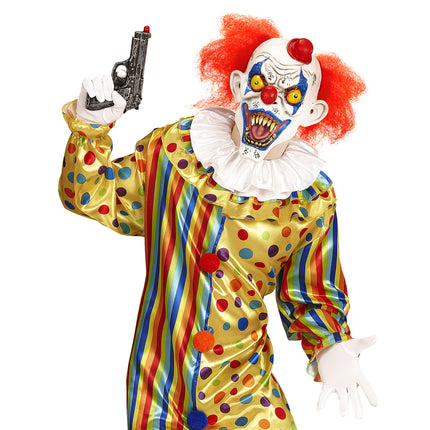 Maschera di Halloween da clown con capelli e cappello