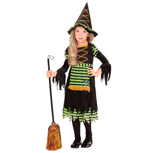 Vestito di Halloween Nero Verde Ragazza Strega