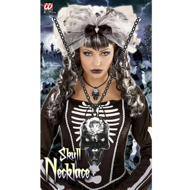 Collana di Halloween con teschio e pietra preziosa