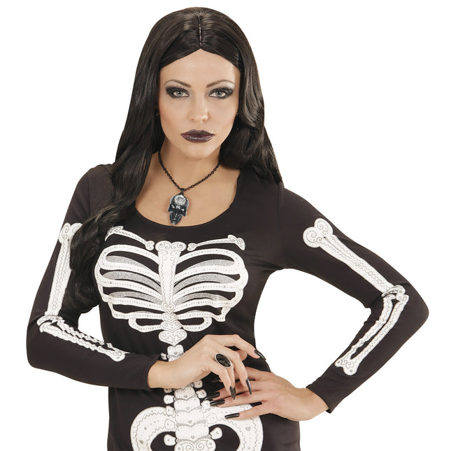 Collana di Halloween con teschio e pietra preziosa