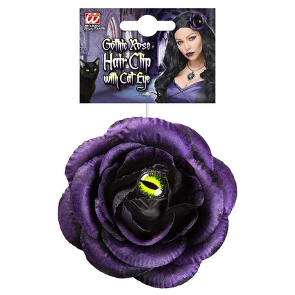 Fermaglio per capelli di Halloween Rosa viola con occhi di gatto
