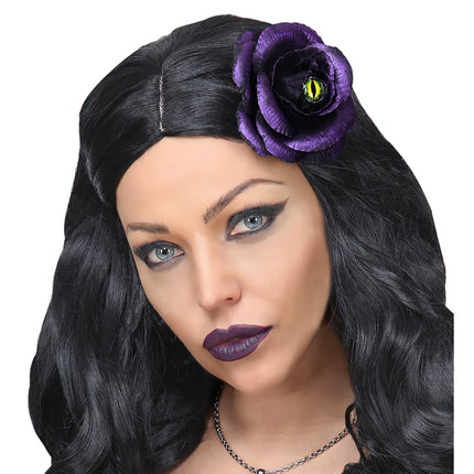 Fermaglio per capelli di Halloween Rosa viola con occhi di gatto