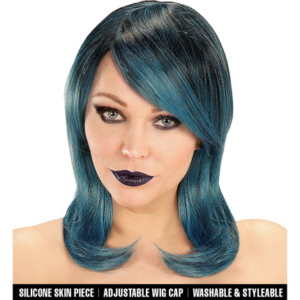 Parrucca di Halloween Bob blu