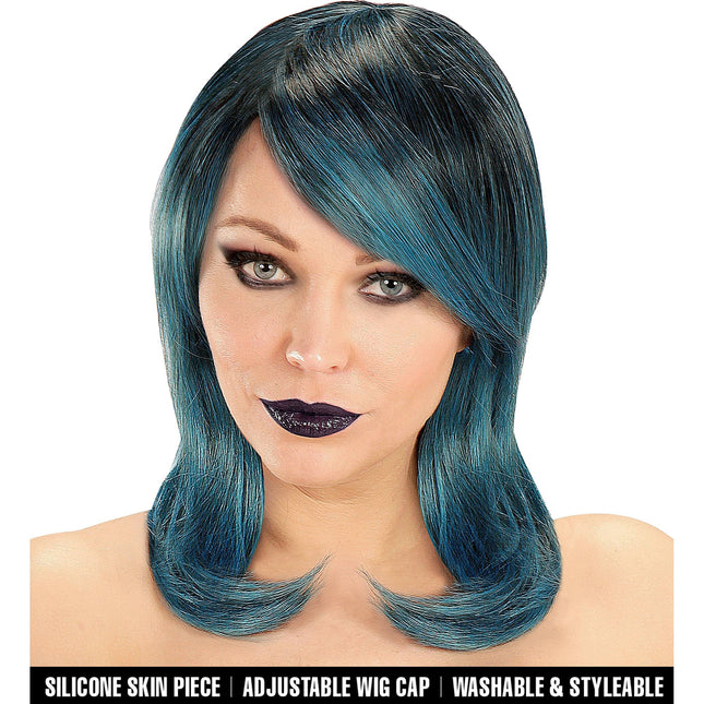 Parrucca di Halloween Bob blu