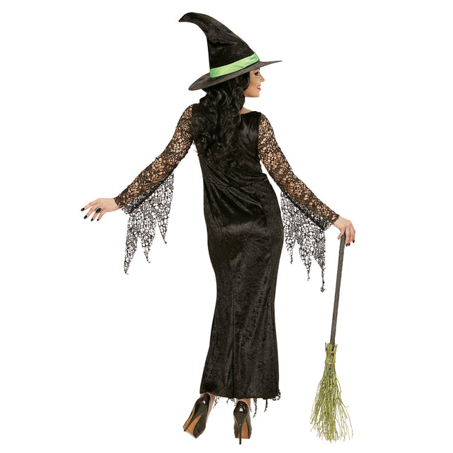 Abito Halloween Nero Donna Strega Pizzo