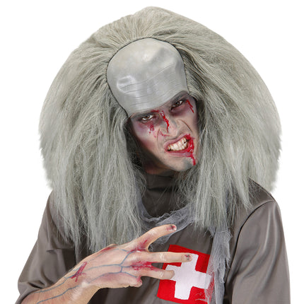 Parrucca Halloween Grigio Zombie Calvo