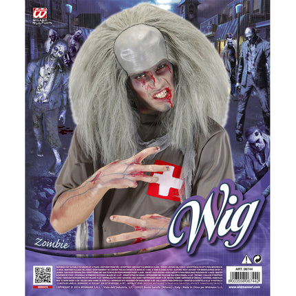 Parrucca Halloween Grigio Zombie Calvo