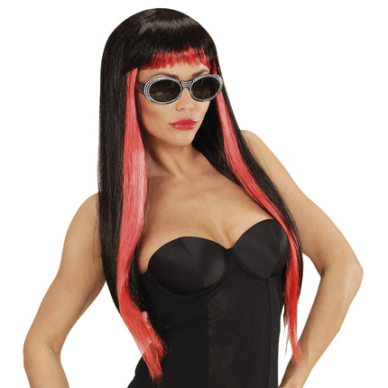 Parrucca di Halloween nera rossa gotica