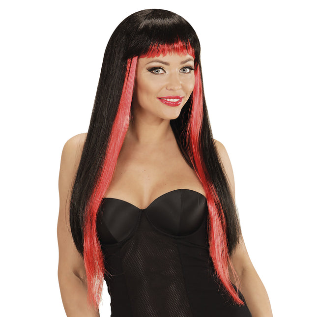 Parrucca di Halloween nera rossa gotica