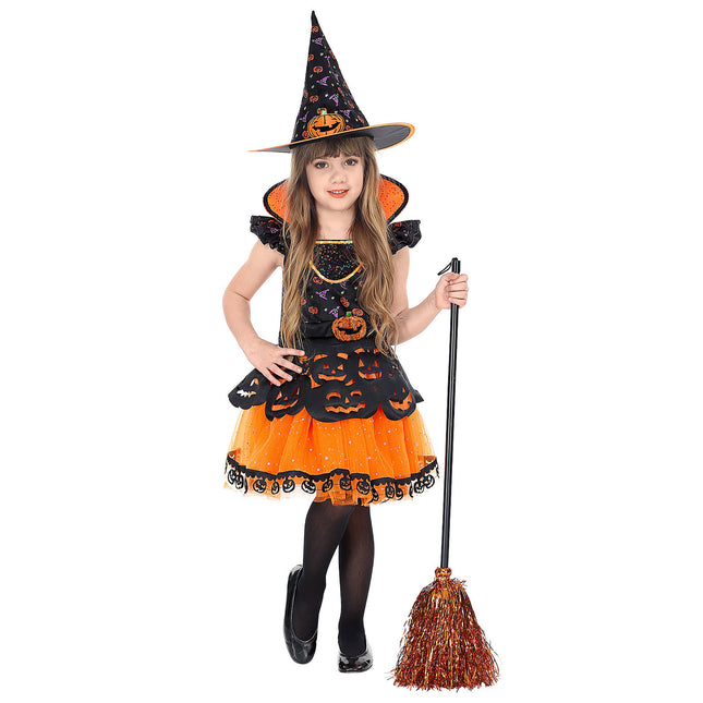 Costume di Halloween da strega nera arancione