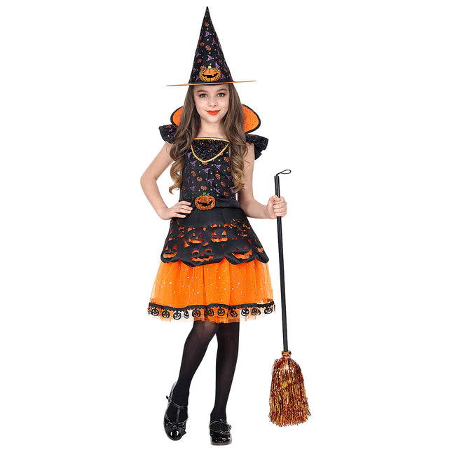 Costume di Halloween da strega nera arancione
