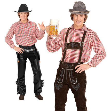 Camicia Oktoberfest Uomo Rosso Bianco