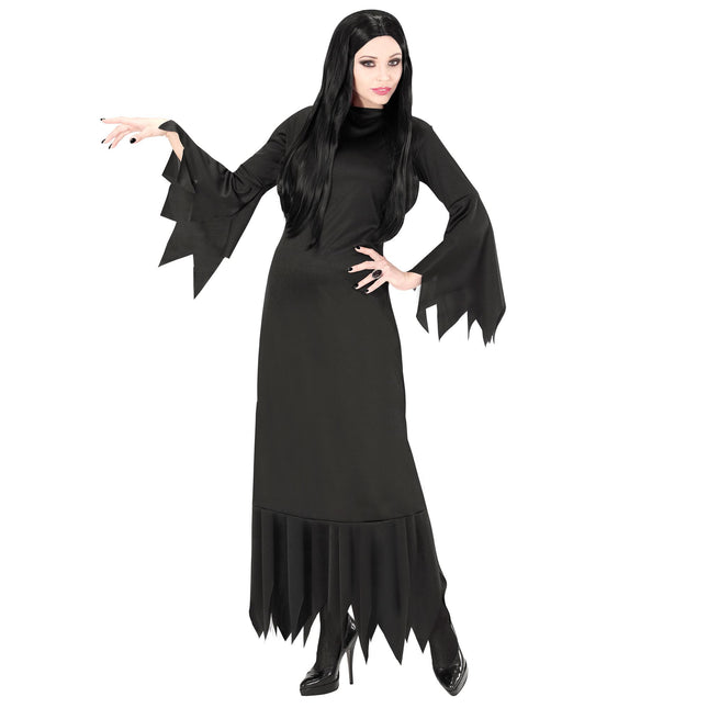 Abito Halloween Nero Donna Mortisia Lungo