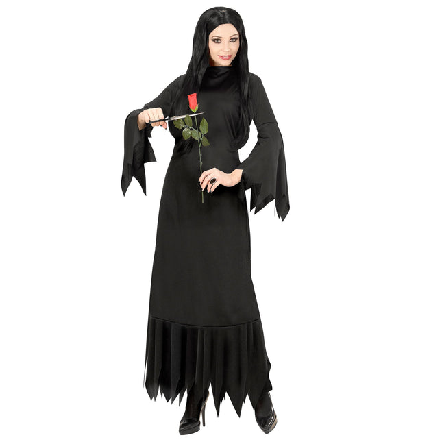 Abito Halloween Nero Donna Mortisia Lungo