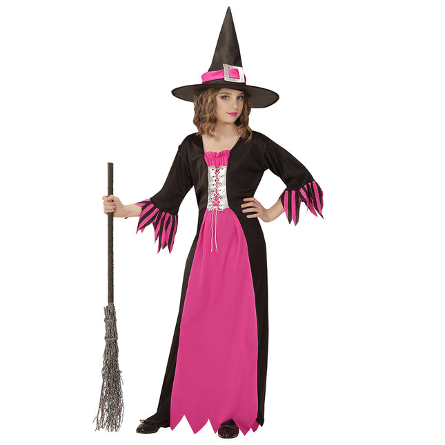 Vestito di Halloween Nero Rosa Ragazza Strega