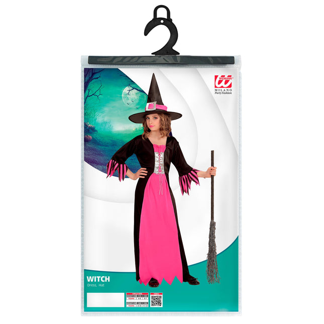 Vestito di Halloween Nero Rosa Ragazza Strega