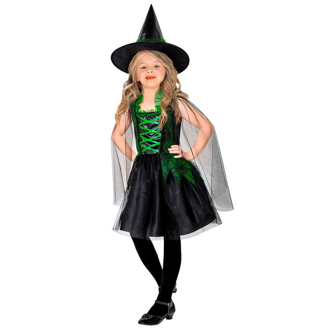 Vestito di Halloween Nero Verde Ragazza Strega 2 pezzi