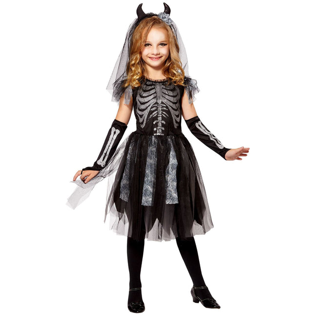 Vestito Halloween Ragazza Scheletro Sposa