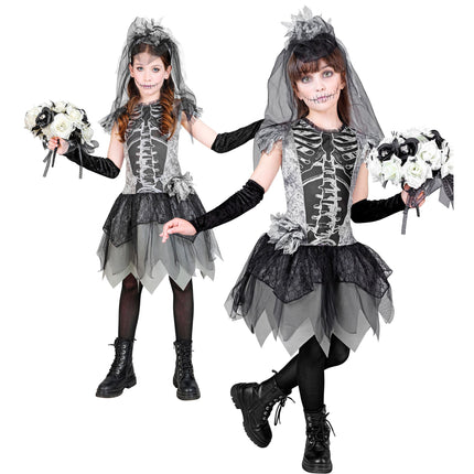 Vestito Halloween Ragazza Scheletro Sposa